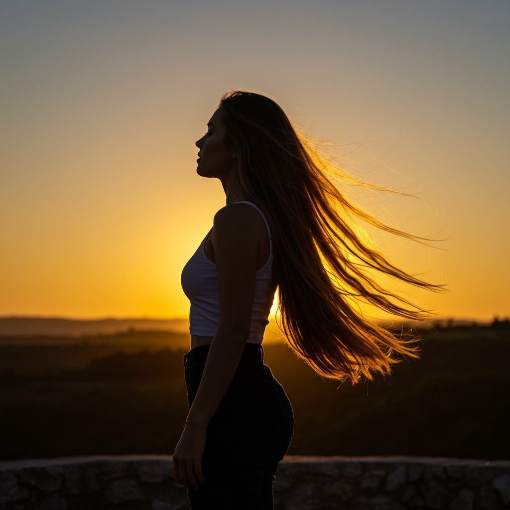 Empowered Woman Flowing Healthy Hair