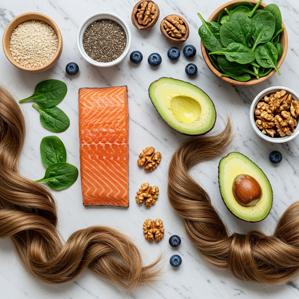 Hair Healthy Foods Flatlay