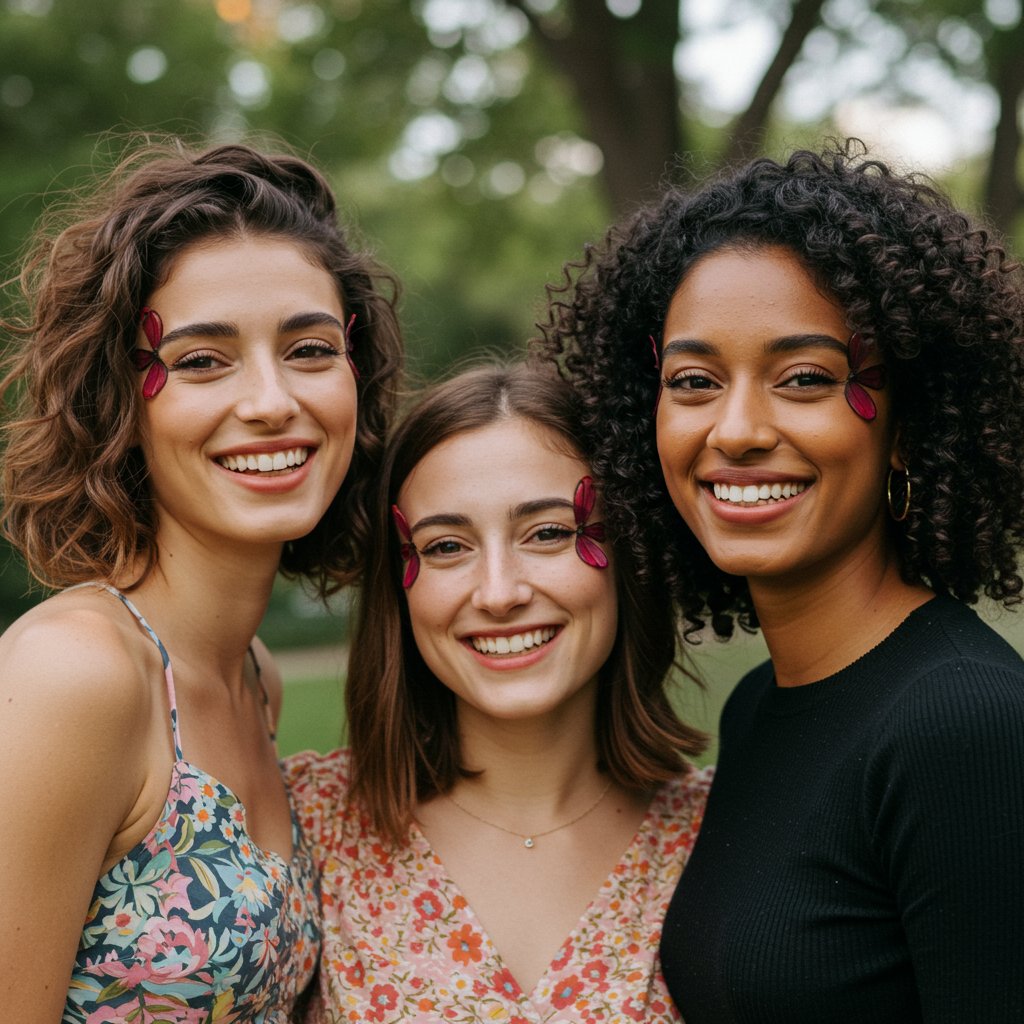 Diverse Women With Butterfly Haircuts