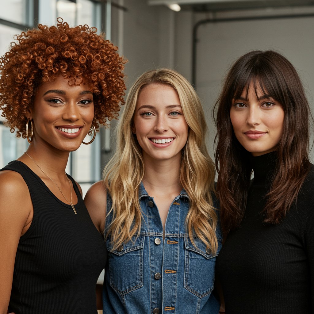 Diverse Women With Shag Haircuts