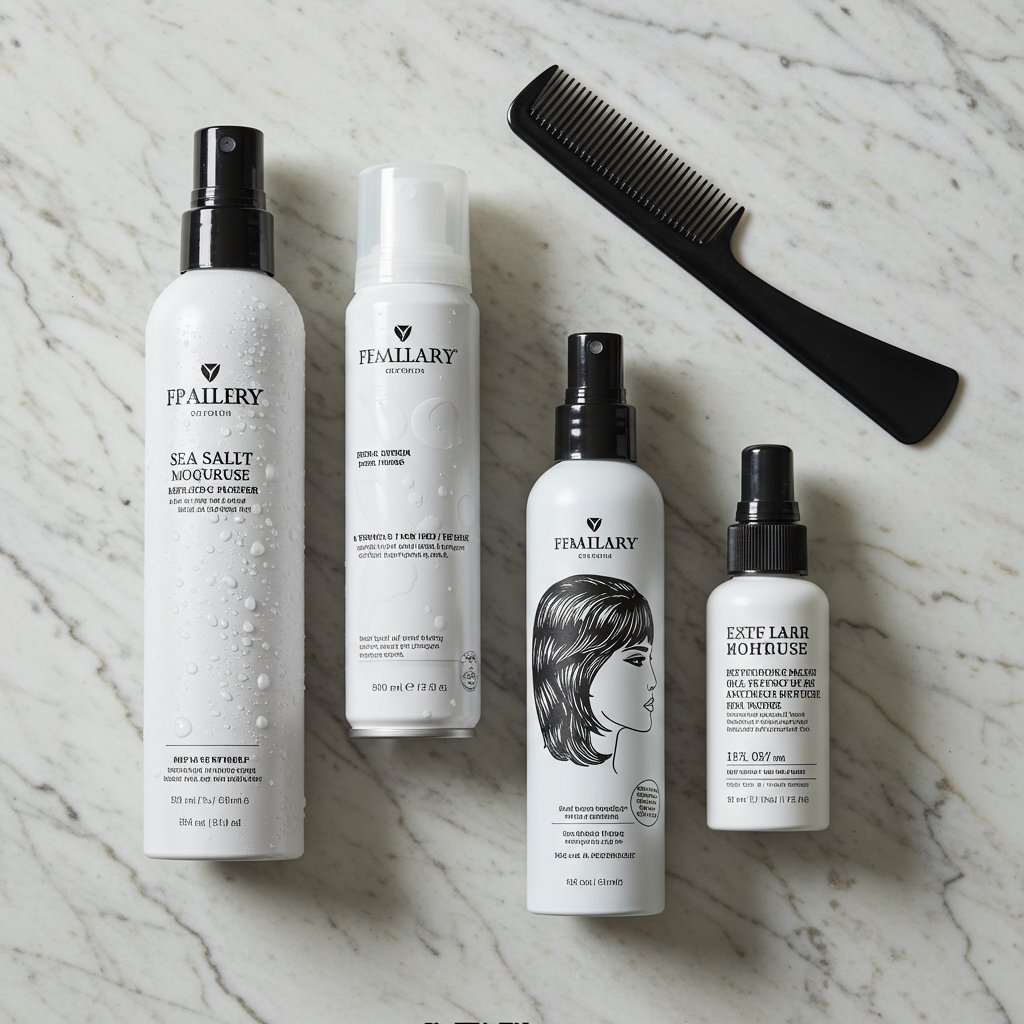 Shag Haircut Styling Products Flatlay