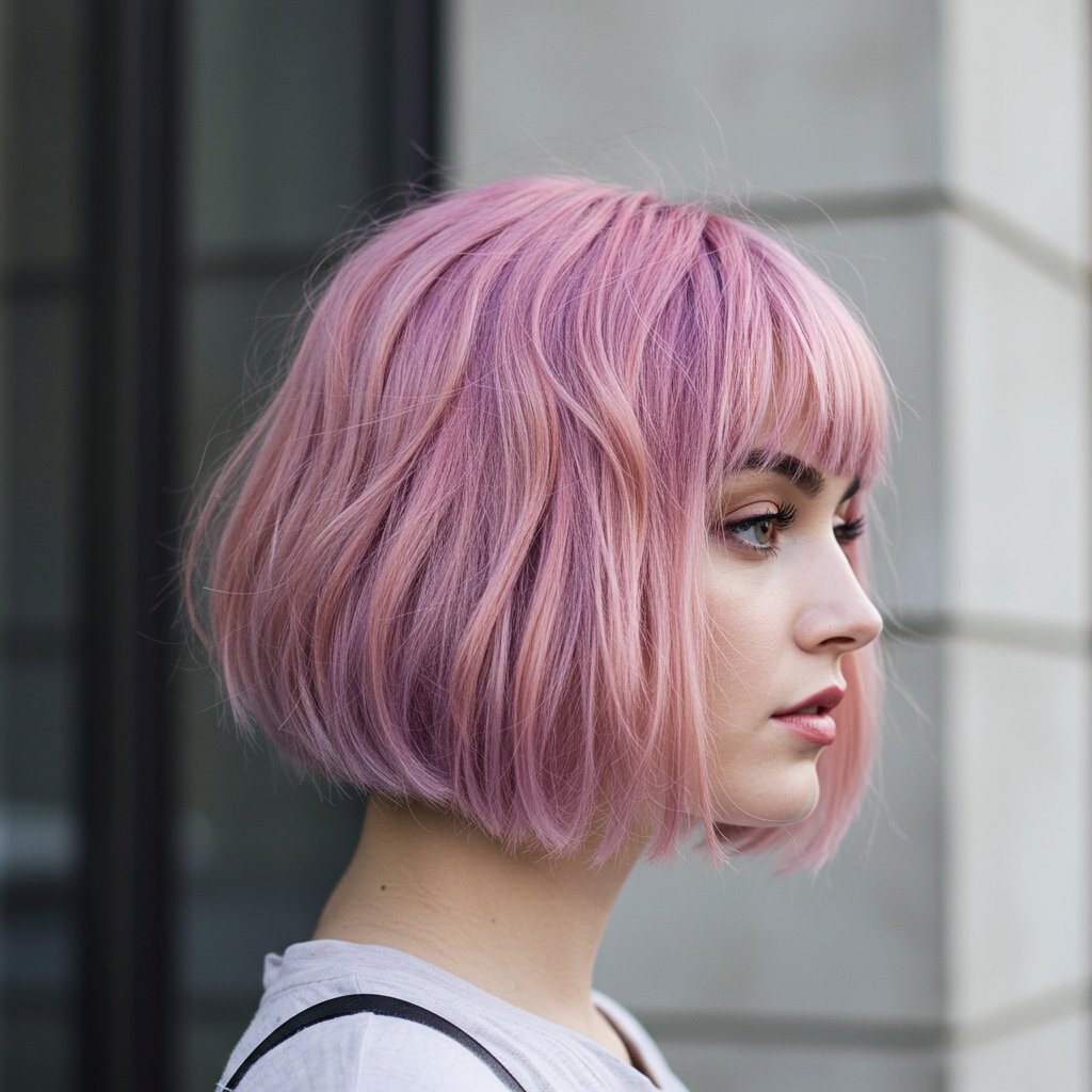 Woman With Pastel Rose Gold Hair