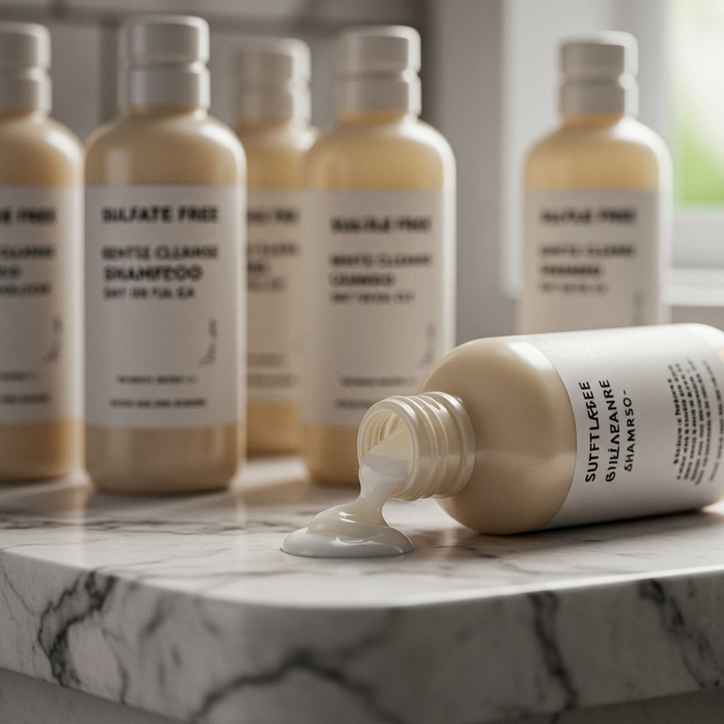 Shampoo Bottles On Marble