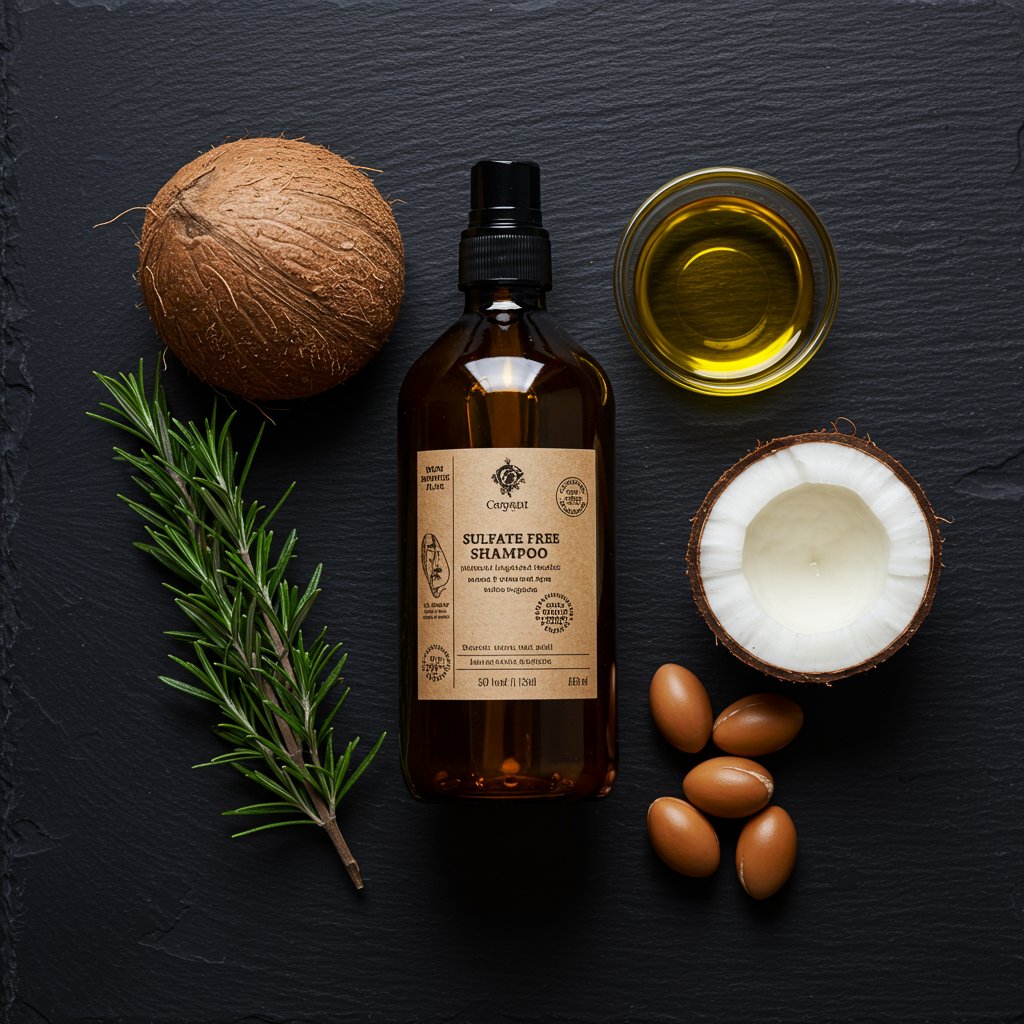 Sulfate Free Shampoo Flat Lay