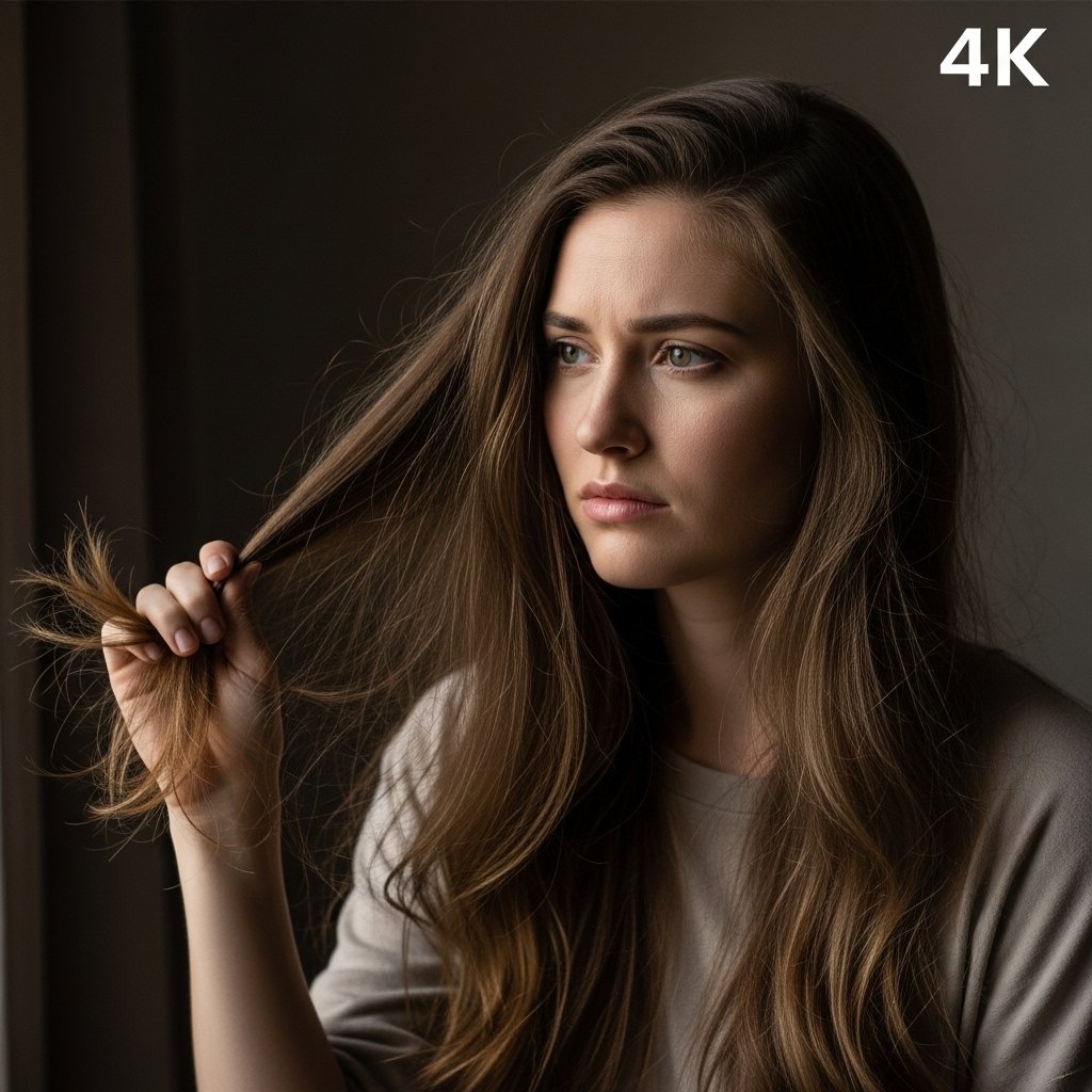 Woman With Dry Damaged Hair