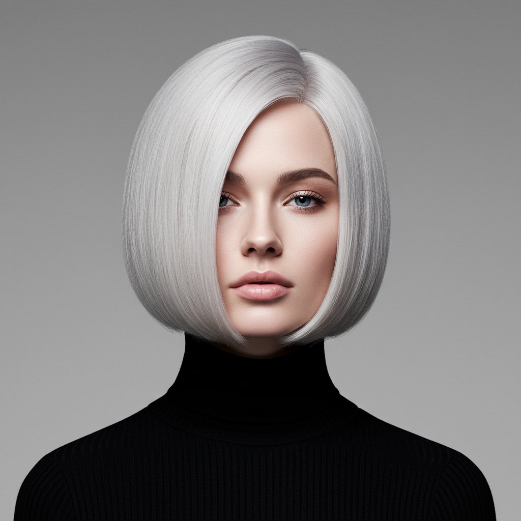 Icy Platinum Blonde Bob