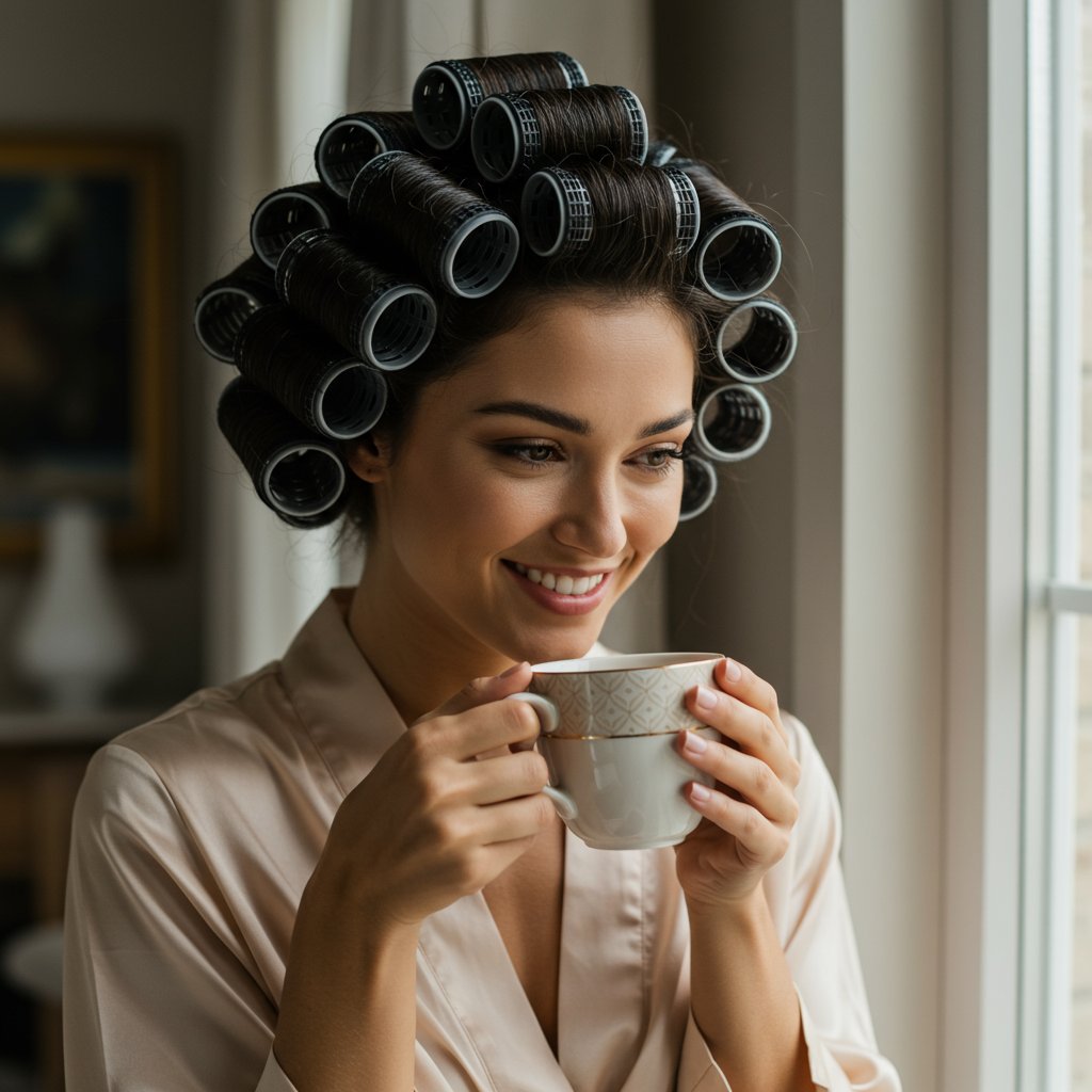 Woman-With-Velcro-Rollers-In-Hair