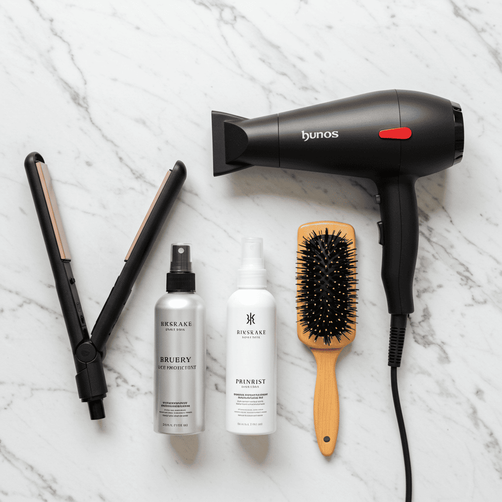 Glass Hair Styling Tools Flatlay