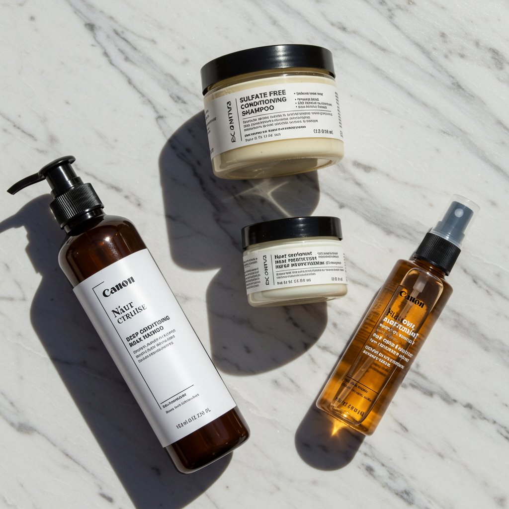 Color Safe Hair Care Products Flatlay