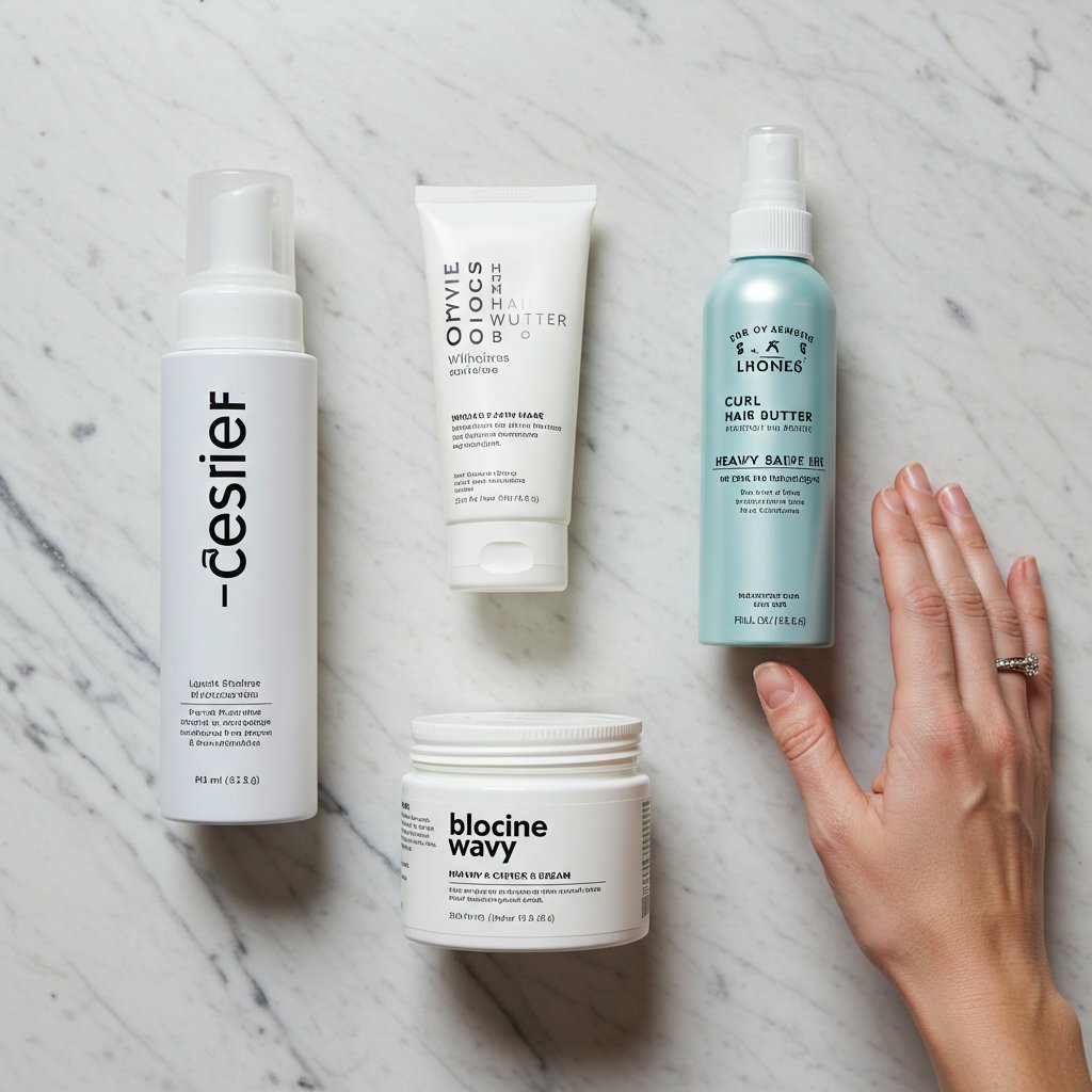 Wavy Hair Products On Marble Surface