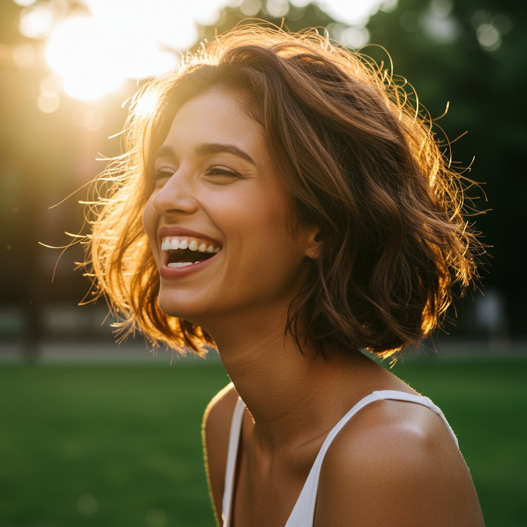 Model With Textured Choppy Bob