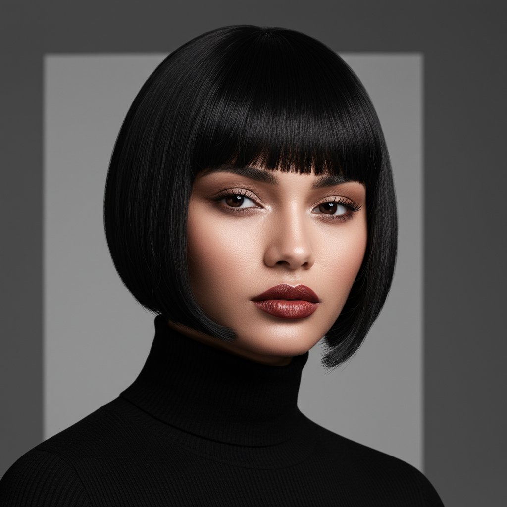 Woman With Classic Blunt Bob