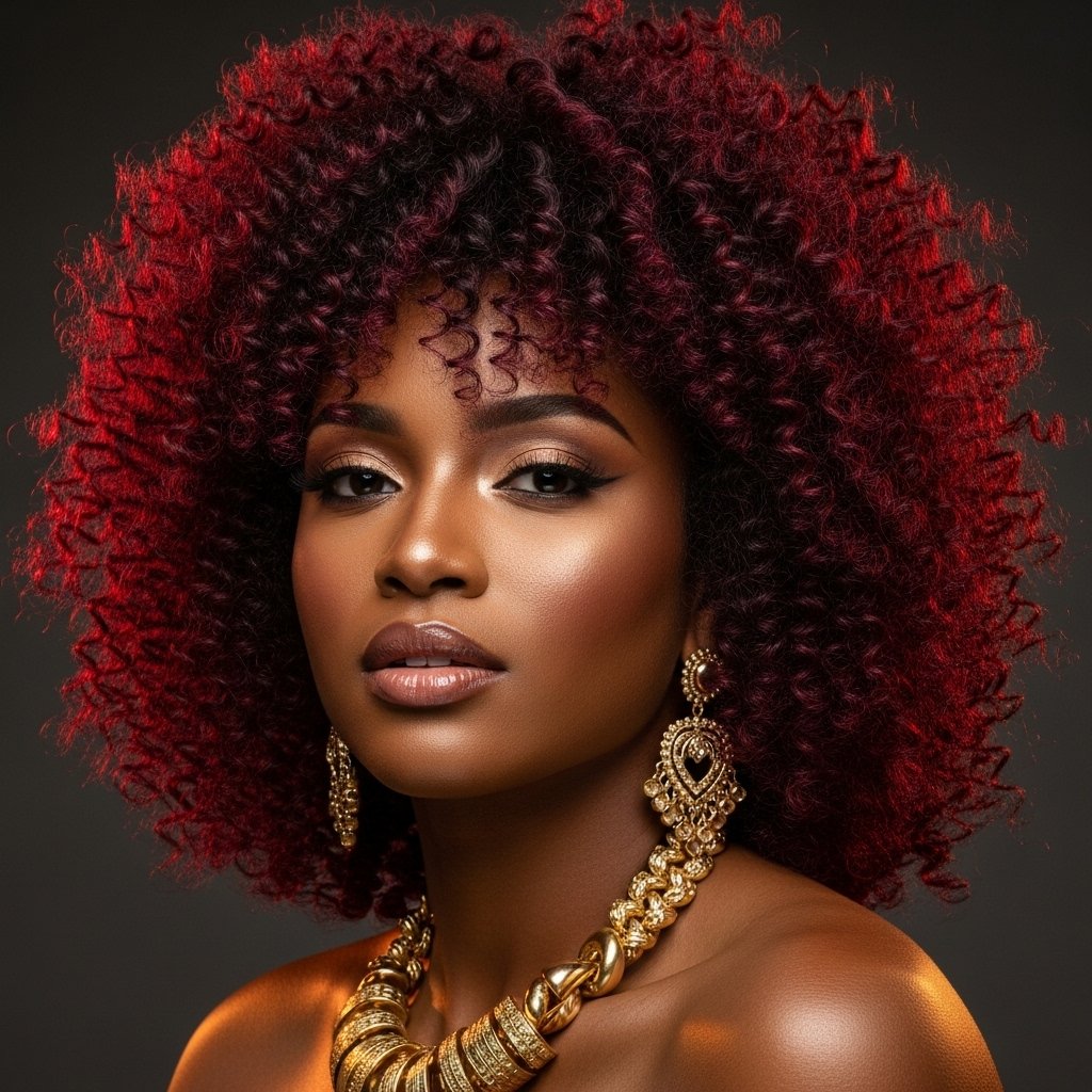 Deep Skin Woman With Mahogany Hair