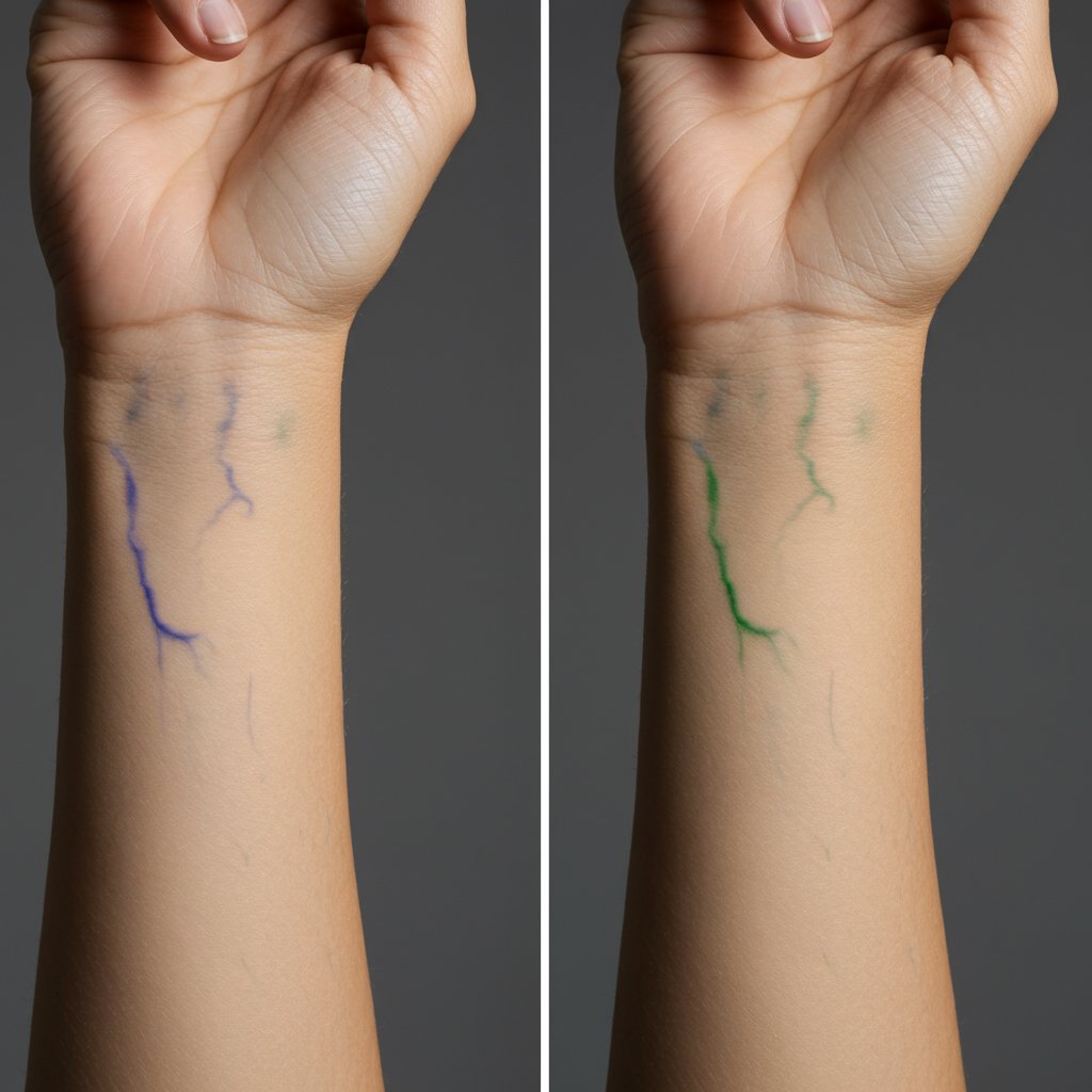 Woman Checking Wrist Veins For Undertone