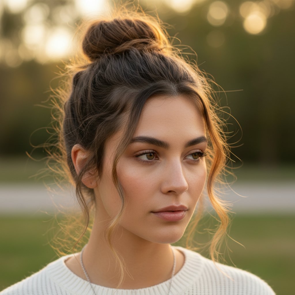 Top Knot with Loose Strands