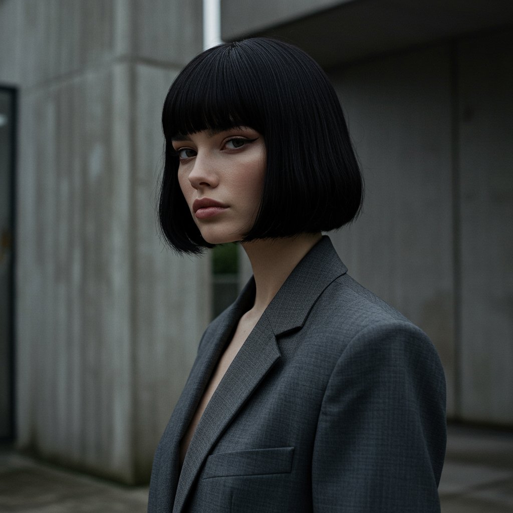Woman-With-Sharp-Box-Bob-Architectural-Background