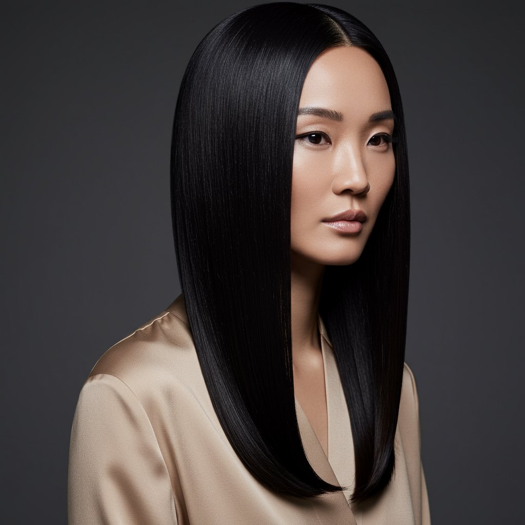 Woman With Sleek Straight Hair