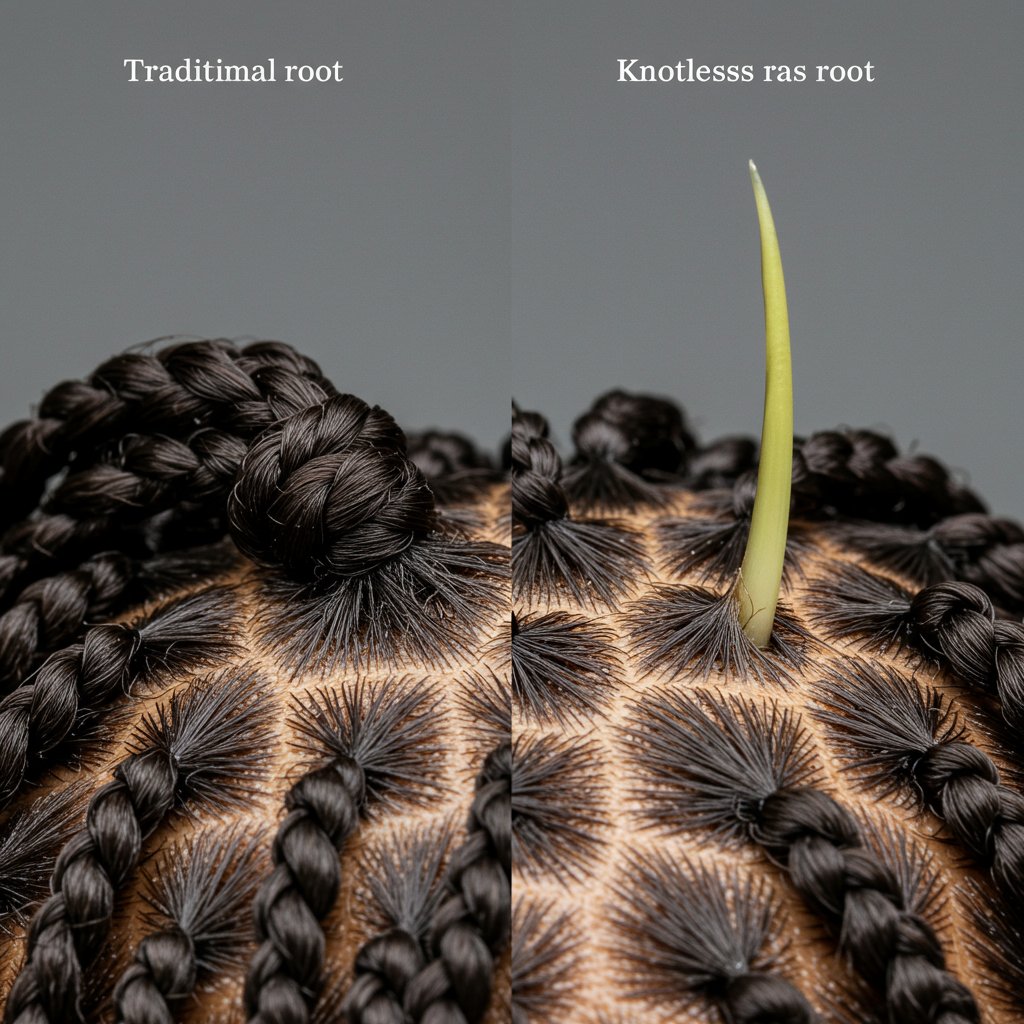 Knotless Vs Traditional Braid Closeup