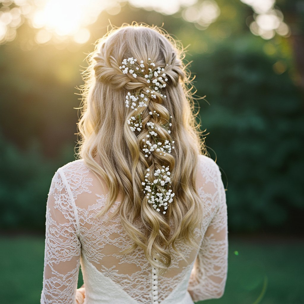 Bride With Romantic Waterfall Braid