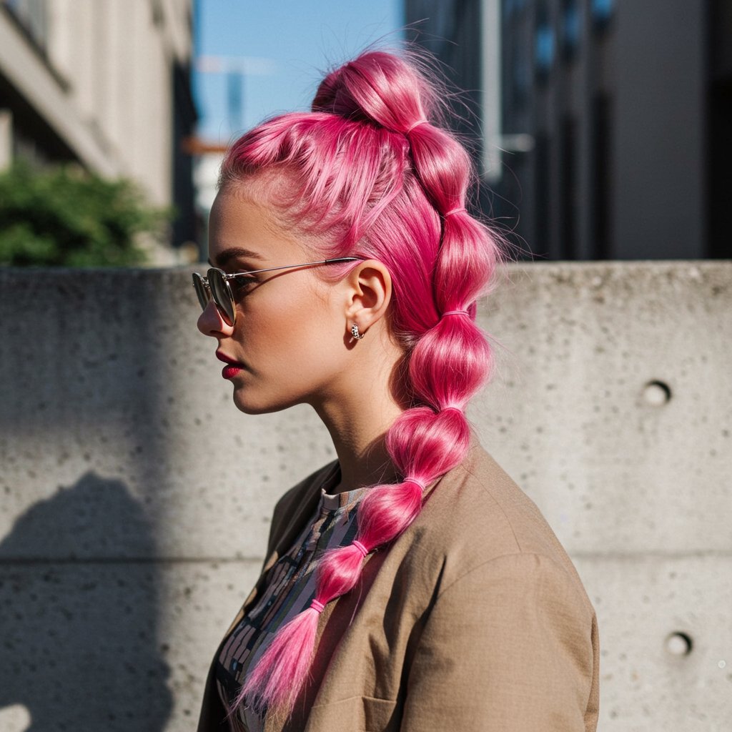 Fashionable Woman With Bubble Braid Ponytail