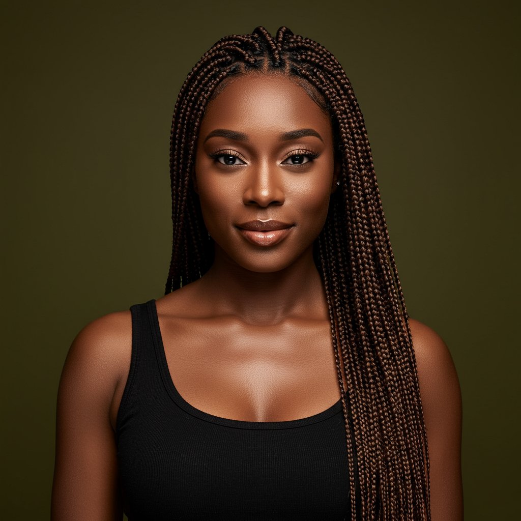 Woman With Knotless Box Braids