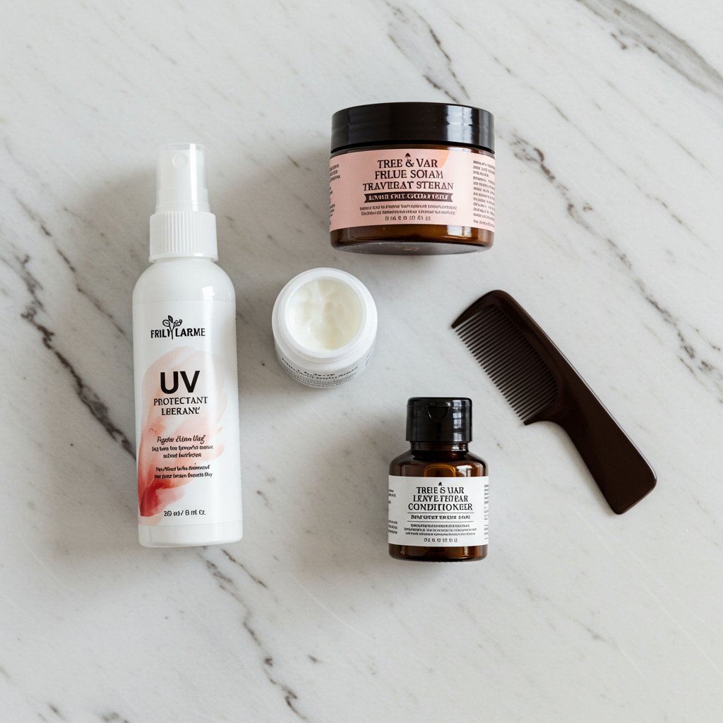 Flat Lay Of Travel Hair Products