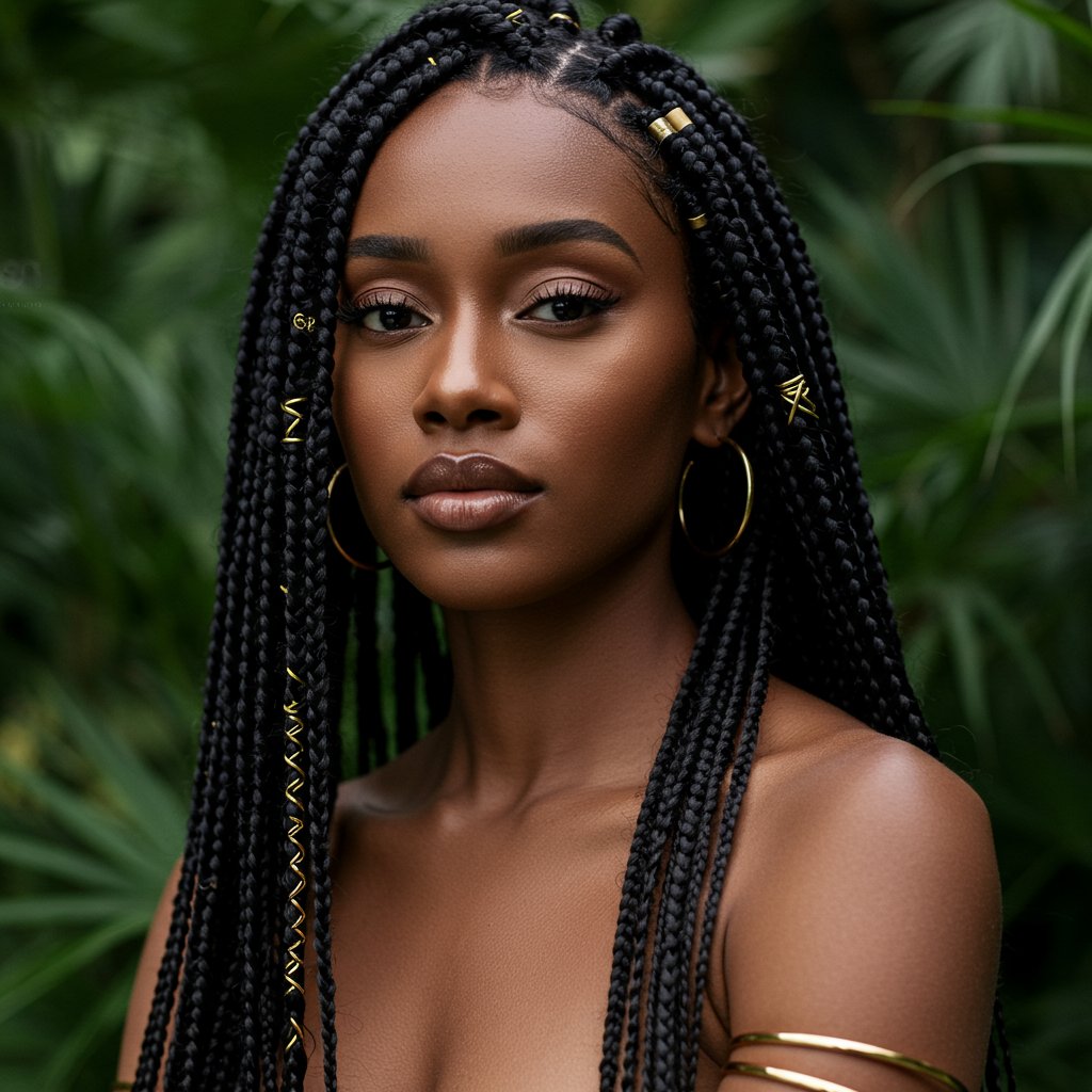 Portrait Of Woman With Box Braids