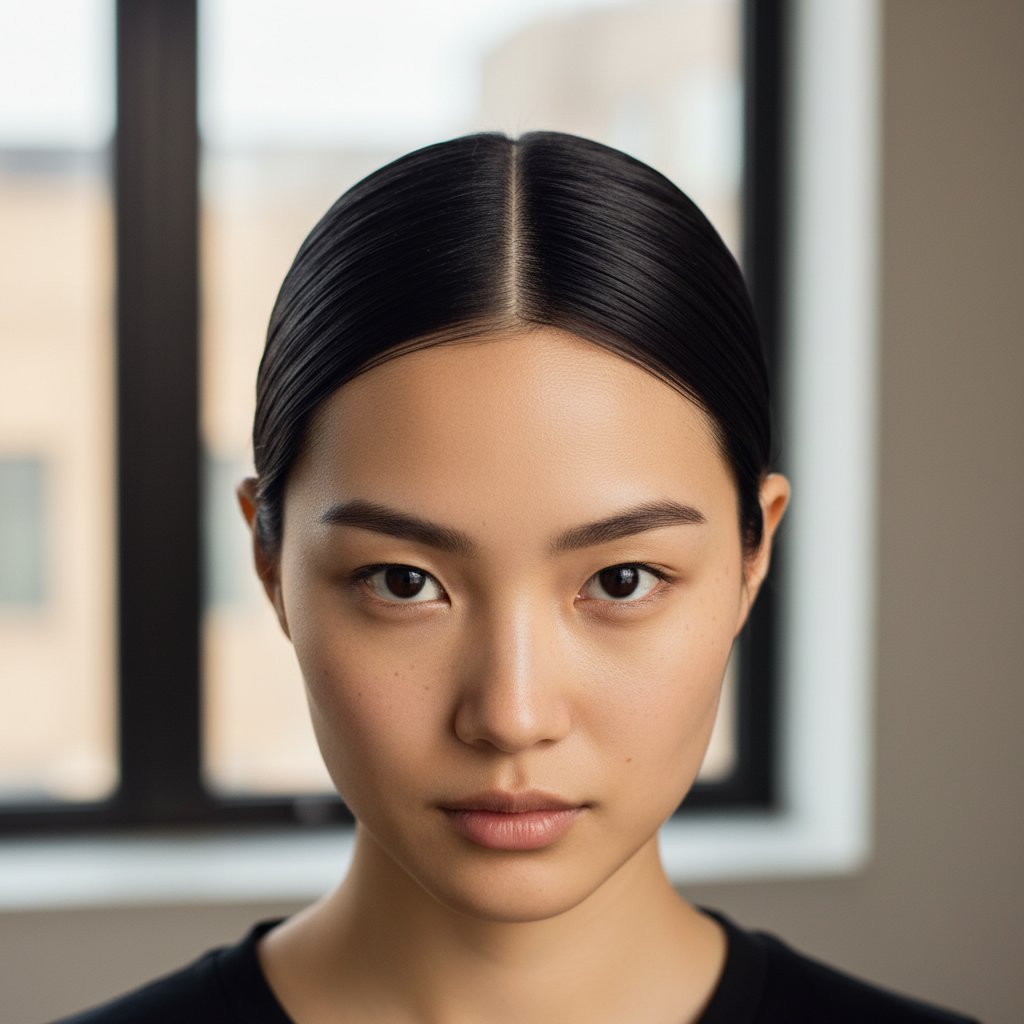 Sleek Middle Part Bun