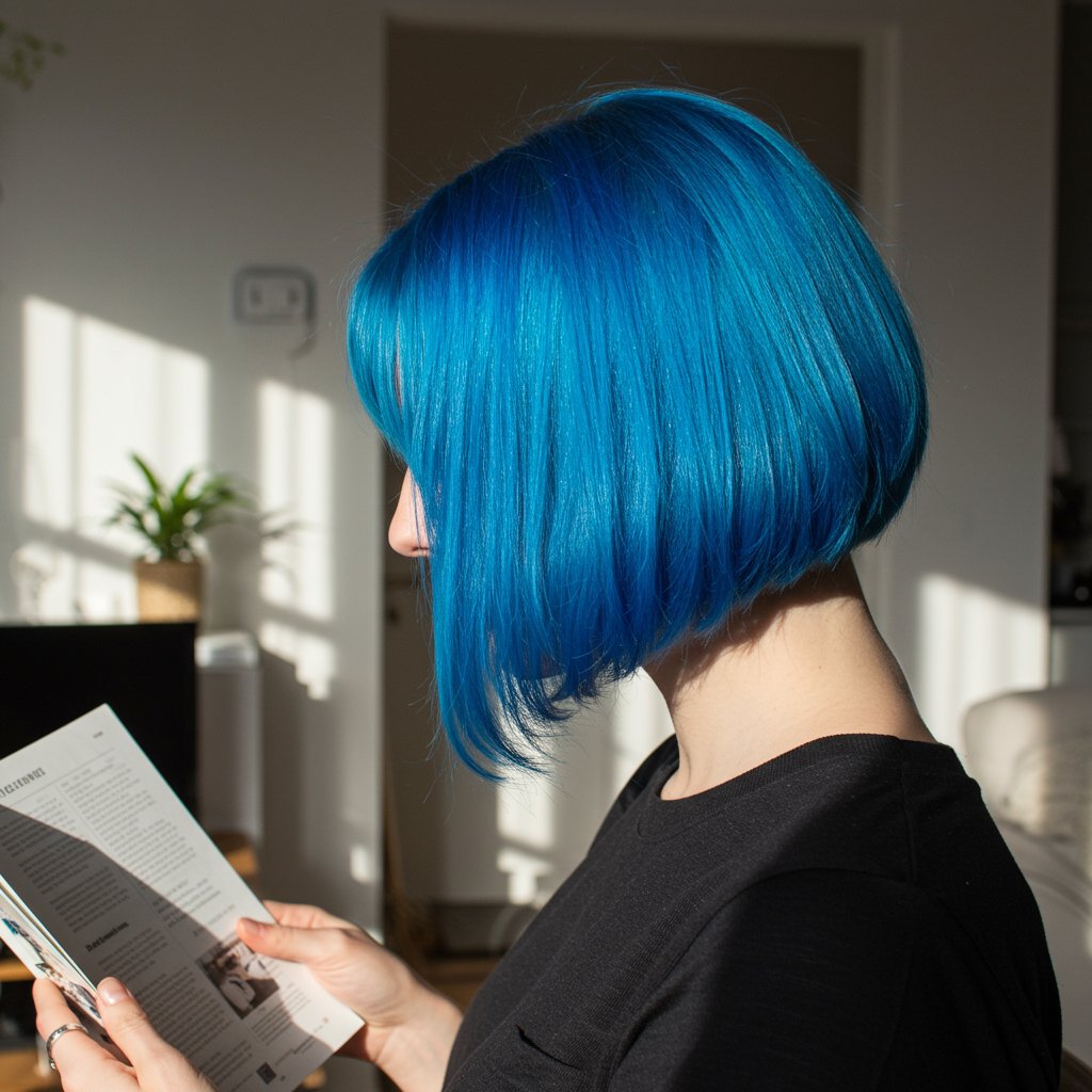 Freshly Colored Electric Blue Hair
