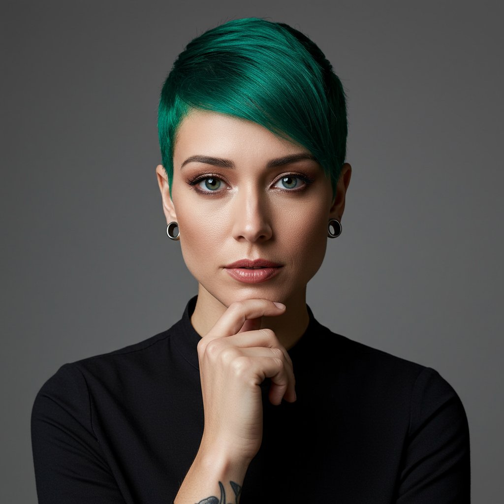 Inquisitive Person With Vibrant Green Hair