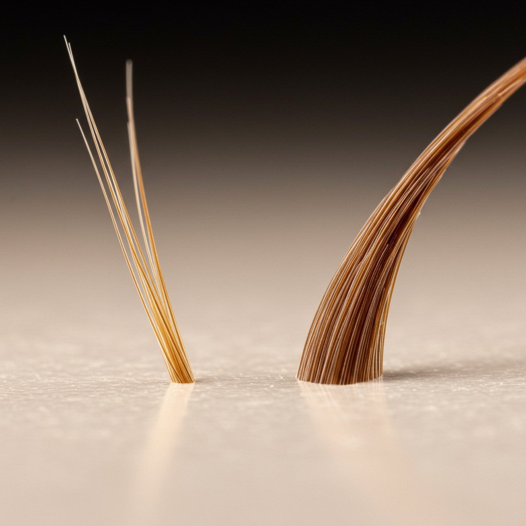 Macro-Shot-Comparing-Hair-Strands
