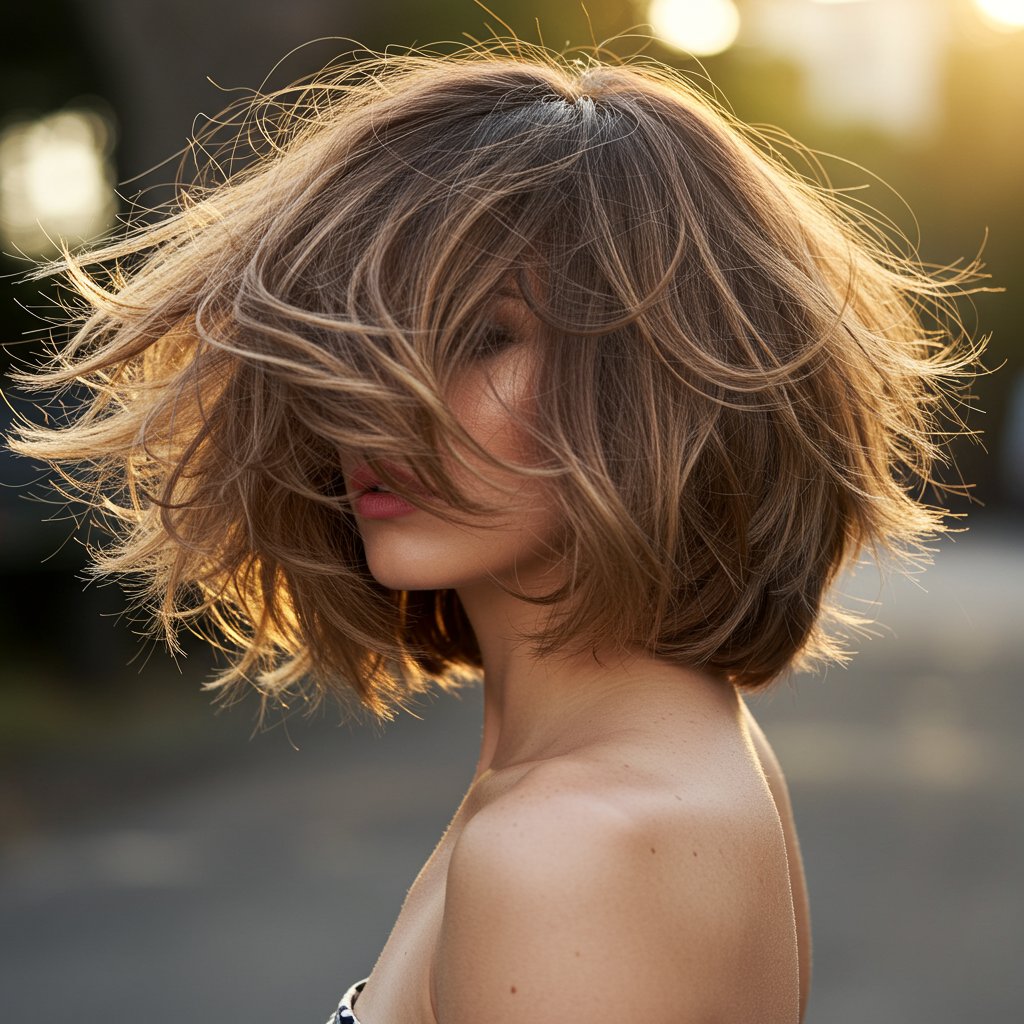 Woman-With-Modern-Shag-Haircut-In-Motion