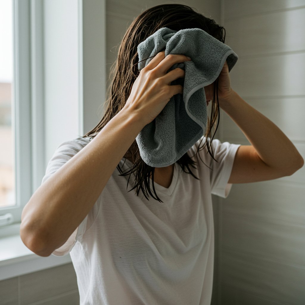 Woman-Towel-Drying-Hair-Preparation