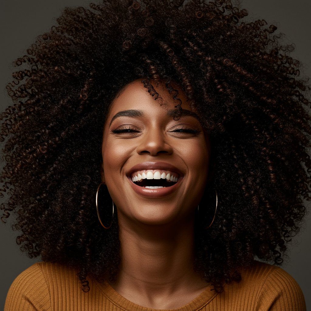 Close Up Woman With Vibrant Curls