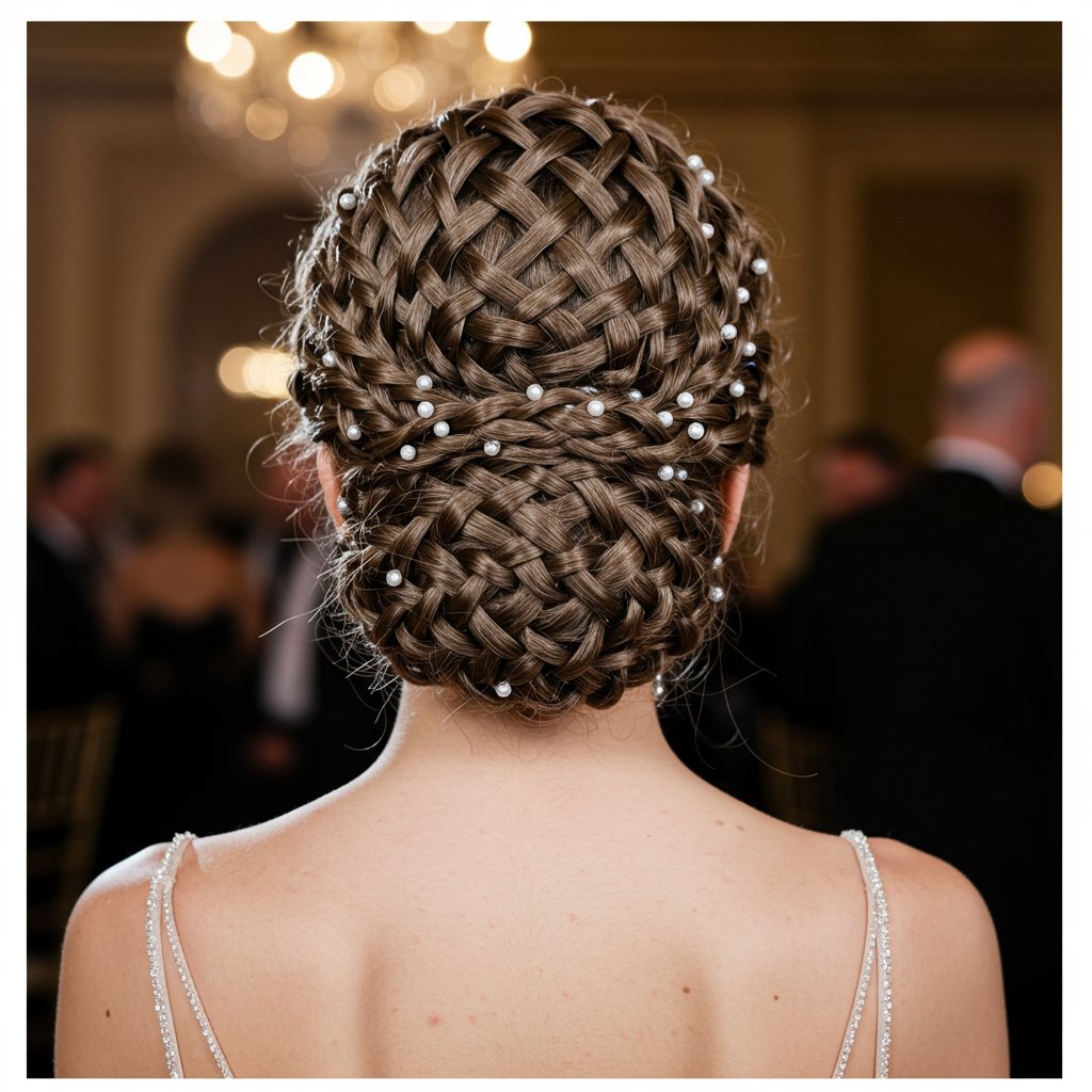 Woman With Braided Updo From Back