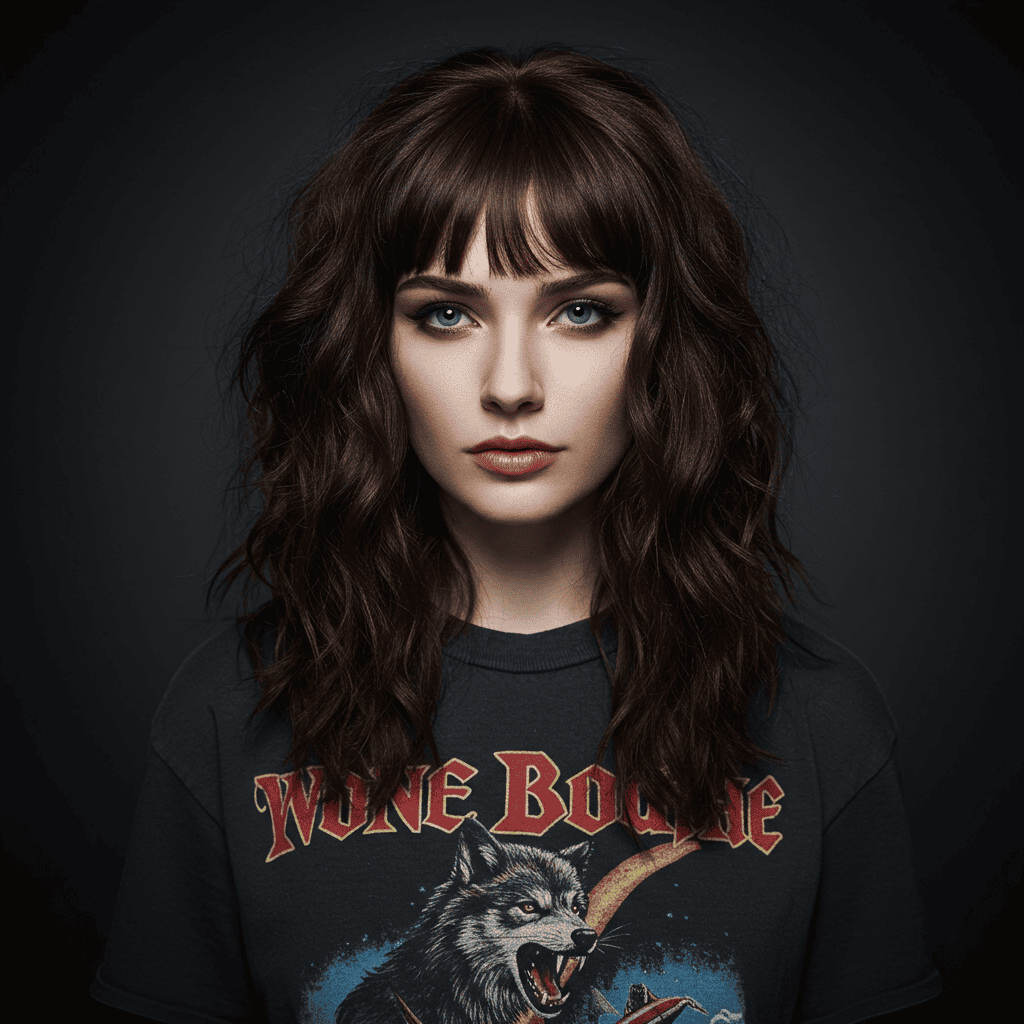 Heavy Curtain Bangs Wolf Cut