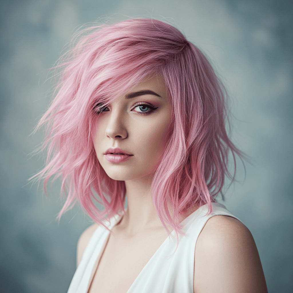 Pastel Pink Wolf Cut