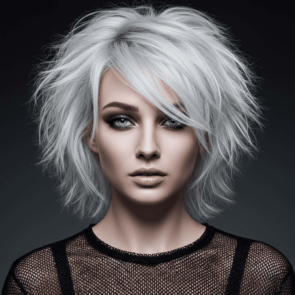 Platinum Edgy Wolf Cut