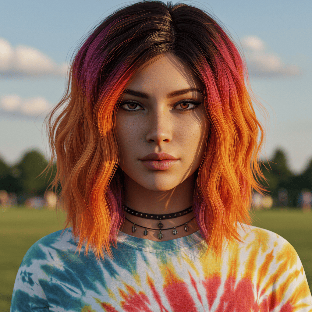 Sunset Ombre Wolf Cut