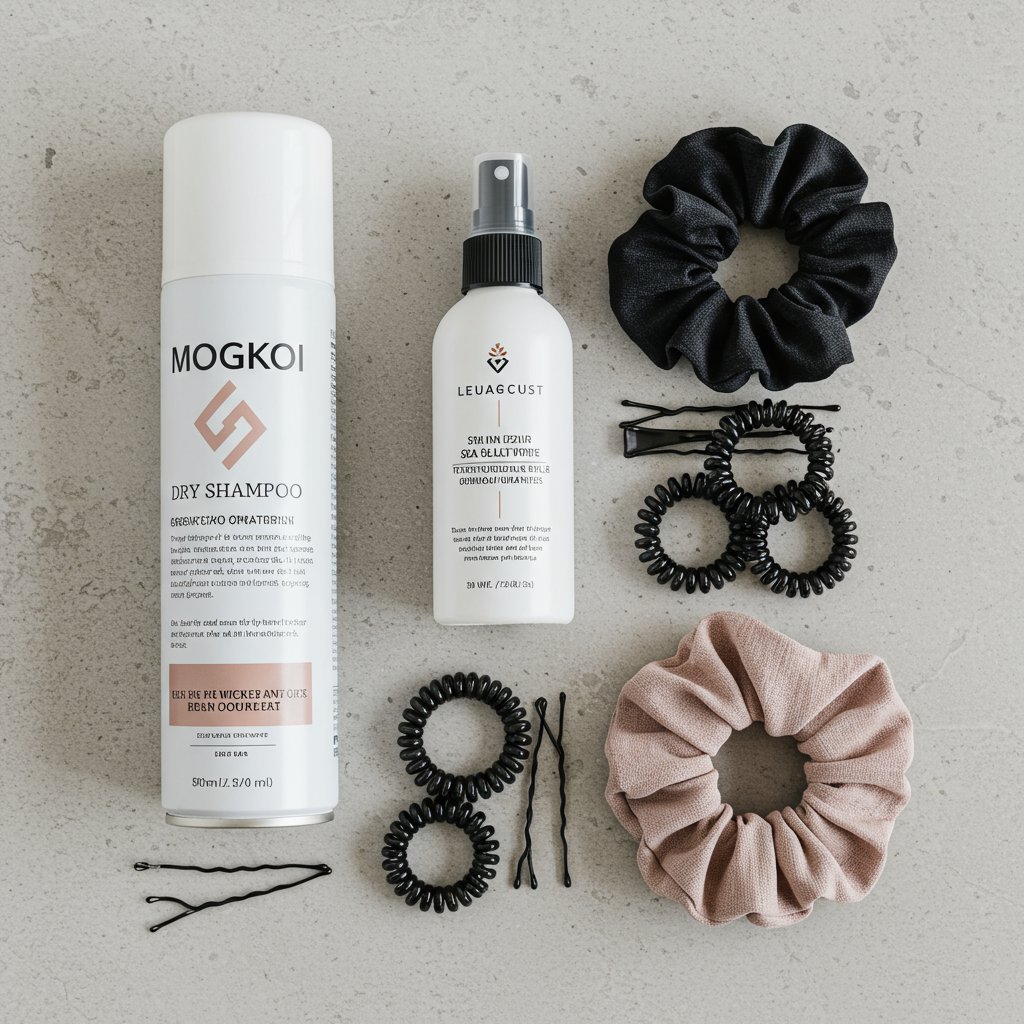 Flat-Lay-Of-Workout-Hair-Essentials