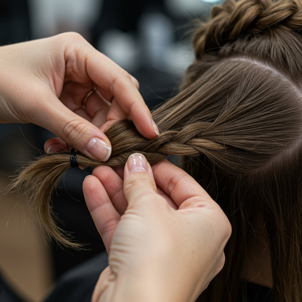 Stylist-Pancaking-A-Braid