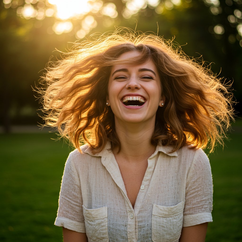 Woman-Laughing-With-Voluminous-Butterfly-Hair