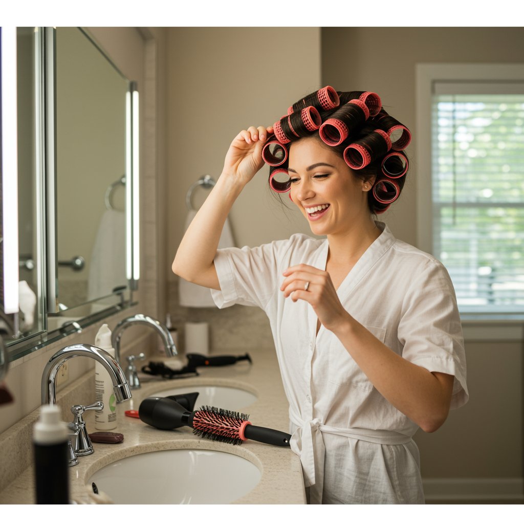 Styling Butterfly Haircut With Rollers