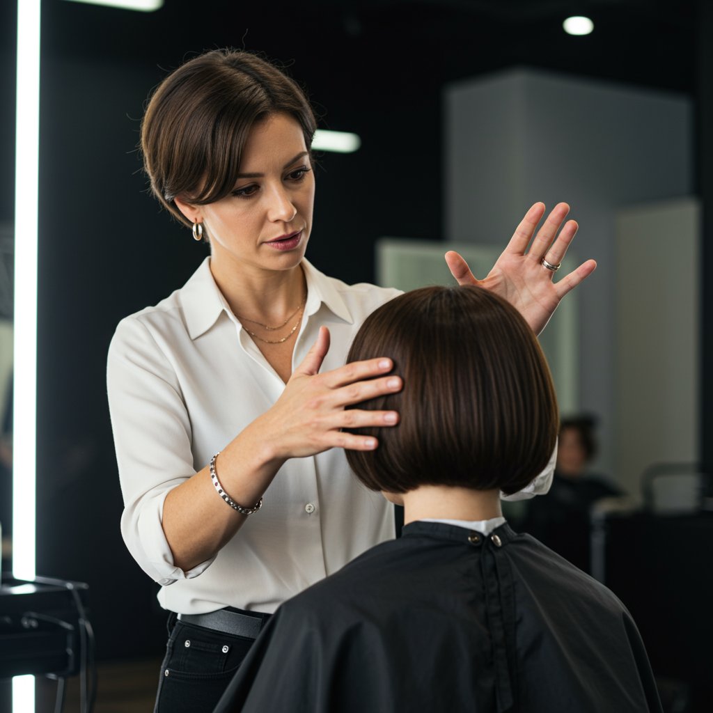 Stylist Consulting Client On Bob