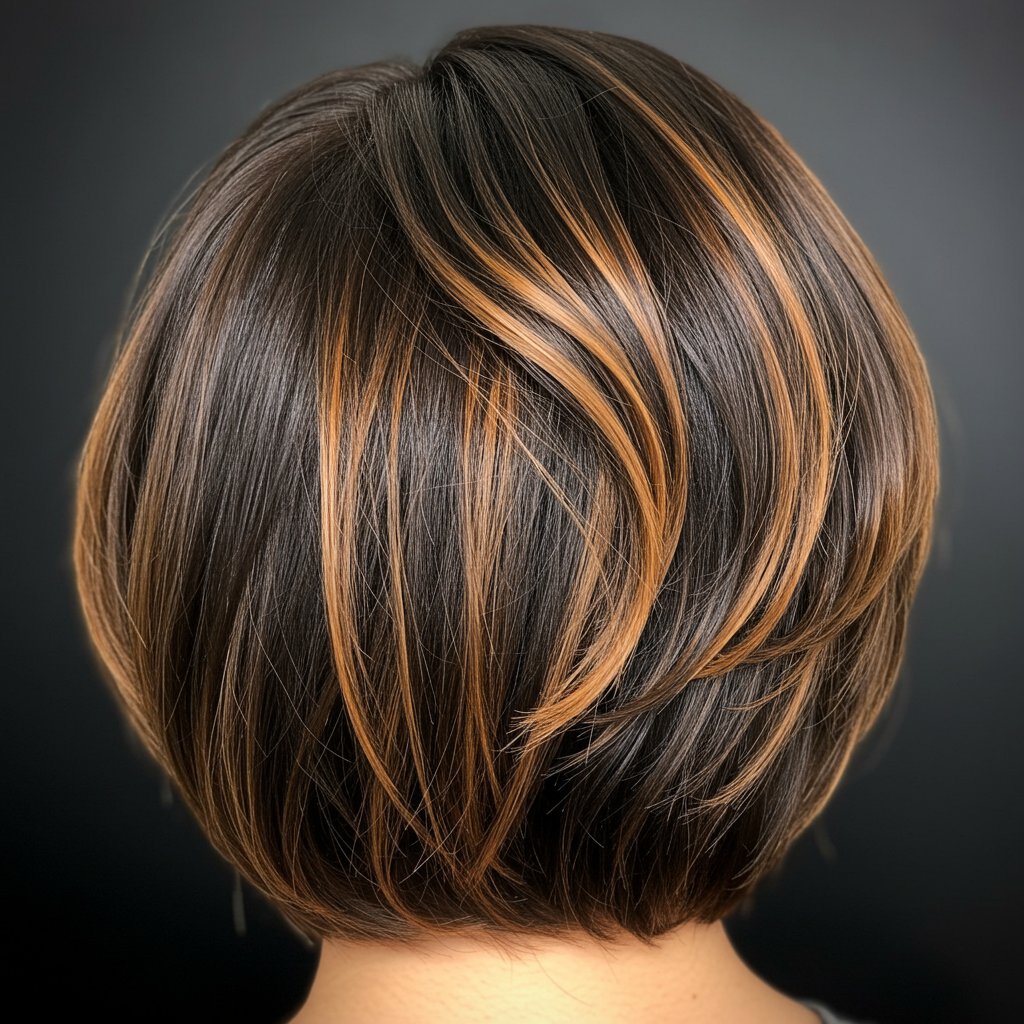 Balayage Highlights On Sleek Bob