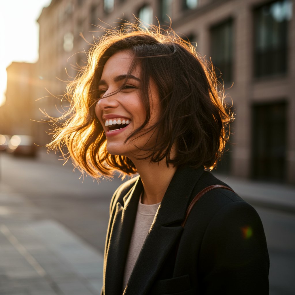 Modern Textured Layered Bob In Motion